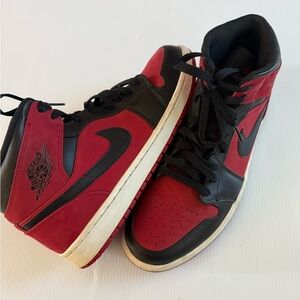 Nike Mens Air Jordan 1 Mid 554724-610 Red Basketball Shoes Sneakers Size 11.5
